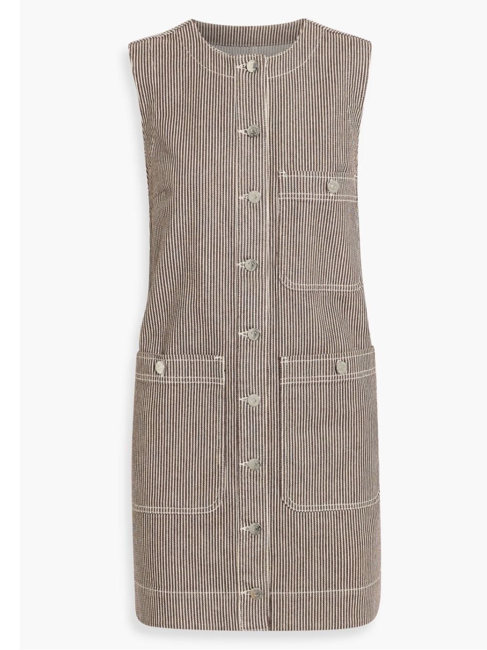 Veronica Beard Brown Oakley Striped Denim Mini Dress